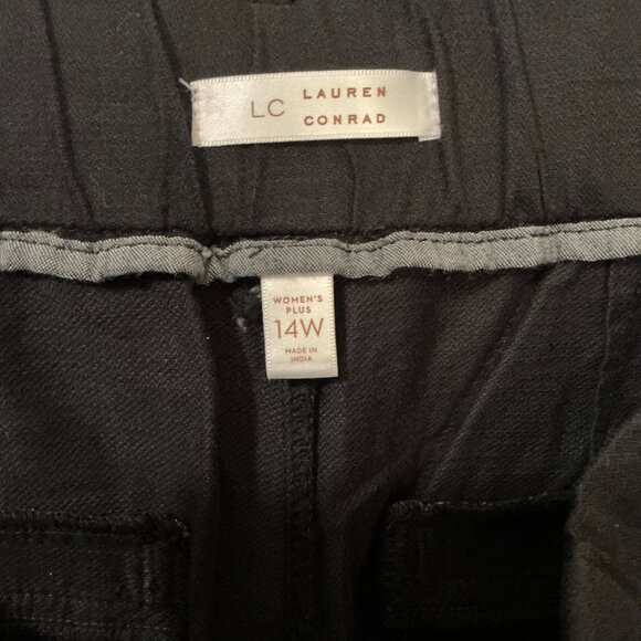 LC Lauren Conrad Womens Plus Size 14W Black High Rise Pleated Front Pants NEW - Picture 3 of 4